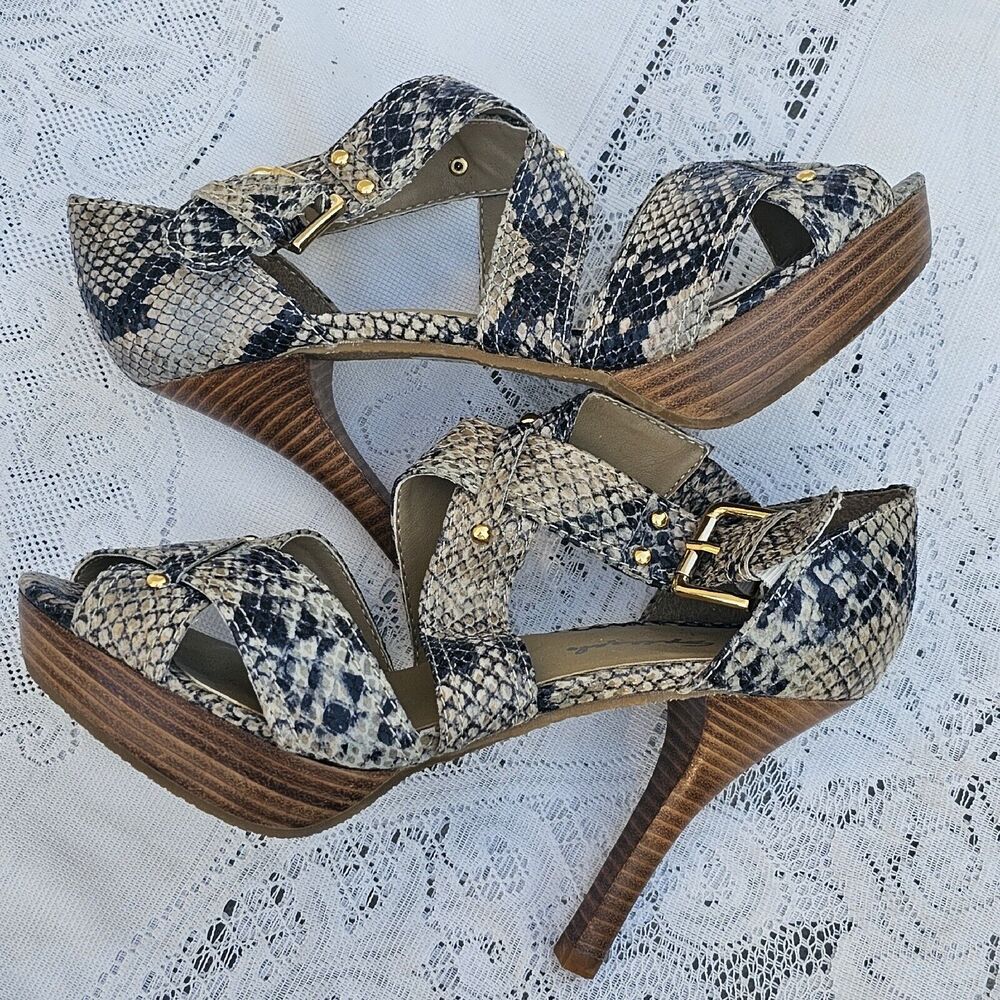 Spiegel Snake Print Strappy Heel 5" Size 8.5